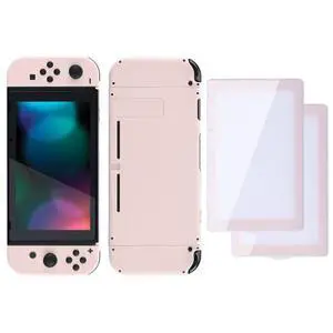 Colorful Border Screen Protector + Back Plate + NS Joycon Handheld Controller Housing Buttons for Nintendo Switch, DIY Replacement Shell for Nintendo Switch - Cherry Blossoms Pink @ Colorful Border Screen Protector + Back Plate + NS Joycon Handheld Controller Housing Buttons for Nintendo Switch, DIY Replacement Shell for Nintendo Switch - Cherry Blossoms Pink @
