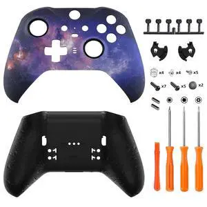 Nebula Galaxy Patterned Faceplate Shell + Textured Black Bottom Shell for Xbox Elite Series 2, Elite Series 2 Core Controller - Wood Grain @ Nebula Galaxy Patterned Faceplate Shell + Textured Black Bottom Shell for Xbox Elite Series 2, Elite Series 2 Core Controller - Wood Grain @