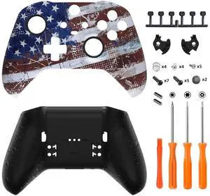 Impression US Flag Patterned Faceplate Shell + Textured Black Bottom Shell for Xbox Elite Series 2, Elite Series 2 Core Controller - Wood Grain @ Impression US Flag Patterned Faceplate Shell + Textured Black Bottom Shell for Xbox Elite Series 2, Elite Series 2 Core Controller - Wood Grain @