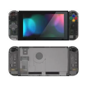 Back Plate for Nintendo Switch Console, NS Joycon Housing Shell (D-Pad Version) with Colorful Buttons, DIY Replacement Shell for Nintendo Switch - Clear Black @ Back Plate for Nintendo Switch Console, NS Joycon Housing Shell (D-Pad Version) with Colorful Buttons, DIY Replacement Shell for Nintendo Switch - Clear Black @