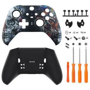 Tiger Skull Patterned Faceplate Shell + Black Back Bottom Shell for Xbox Elite Series 2, Elite Series 2 Core Controller @ Tiger Skull Patterned Faceplate Shell + Black Back Bottom Shell for Xbox Elite Series 2, Elite Series 2 Core Controller @
