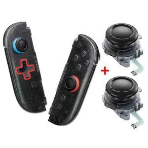 Deluxe Version Replacement D-Pad Shell Buttons for + 3D Joystick for Nintendo Switch 2 JoyCon - Clear Slate Black @ Deluxe Version Replacement D-Pad Shell Buttons for + 3D Joystick for Nintendo Switch 2 JoyCon - Clear Slate Black @