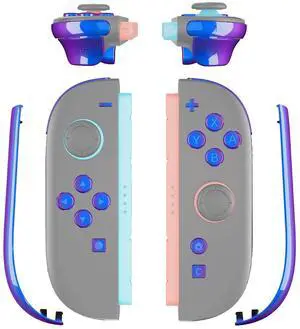 Replacement Full Set Buttons + Decorative Strips for Nintendo Switch 2 Controller - Chameleon Purple Blue @ Replacement Full Set Buttons + Decorative Strips for Nintendo Switch 2 Controller - Chameleon Purple Blue @