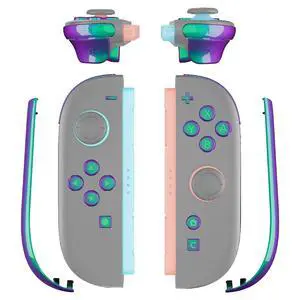 Replacement Full Set Buttons + Decorative Strips for Nintendo Switch 2 Controller - Chameleon Green Purple @ Replacement Full Set Buttons + Decorative Strips for Nintendo Switch 2 Controller - Chameleon Green Purple @