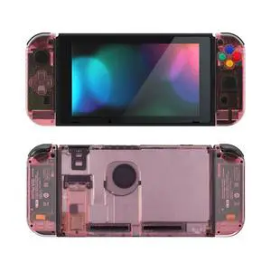 Back Plate for Nintendo Switch Console, NS Joycon Housing Shell (D-Pad Version) with Colorful Buttons, DIY Replacement Shell for Nintendo Switch - Clear Cherry Pink @ Back Plate for Nintendo Switch Console, NS Joycon Housing Shell (D-Pad Version) with Colorful Buttons, DIY Replacement Shell for Nintendo Switch - Clear Cherry Pink @