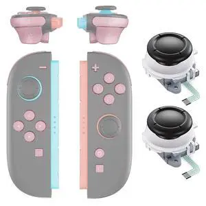 Replacement Cherry Blossoms Pink Full Set Buttons + White 3D Joystick for Nintendo Switch 2 JoyCon @ Replacement Cherry Blossoms Pink Full Set Buttons + White 3D Joystick for Nintendo Switch 2 JoyCon @