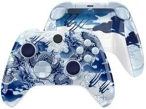 Full Set Shell Buttons for Xbox Series X/S Controller, Porcelain Dragon Custom Replacement Side Rails Grips Front Back Plate Cover for Xbox Core Wireless Controller @ Full Set Shell Buttons for Xbox Series X/S Controller, Porcelain Dragon Custom Replacement Side Rails Grips Front Back Plate Cover for Xbox Core Wireless Controller @