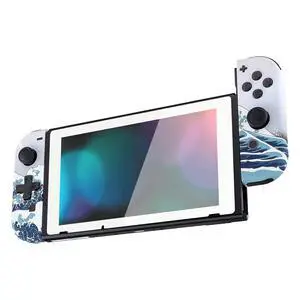 The Great Wave Dpad Version Joycon Handheld Controller Housing Buttons, Custom Replacment Shell Case with Colorful Border Tempered Glass Screen Protector for Nintendo Switch Joy-Con @ The Great Wave Dpad Version Joycon Handheld Controller Housing Buttons, Custom Replacment Shell Case with Colorful Border Tempered Glass Screen Protector for Nintendo Switch Joy-Con @