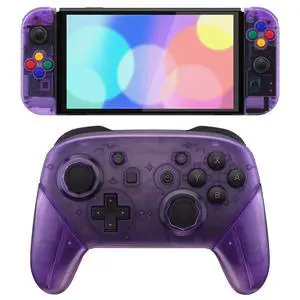 Clear Atomic Purple Full Set Shell for Nintendo Switch OLED, Octagonal Gated Sticks Design Replacement Full Set Shell for Nintendo Switch Pro Controller - Console Controller NOT Included @ Clear Atomic Purple Full Set Shell for Nintendo Switch OLED, Octagonal Gated Sticks Design Replacement Full Set Shell for Nintendo Switch Pro Controller - Console Controller NOT Included @