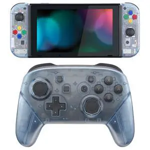 Clear Glacier Blue Custom Shell for Nintendo Switch, Octagonal Gated Sticks Design Replacement Full Set Shell for Nintendo Switch Pro Controller - Console Controller NOT Included @ Clear Glacier Blue Custom Shell for Nintendo Switch, Octagonal Gated Sticks Design Replacement Full Set Shell for Nintendo Switch Pro Controller - Console Controller NOT Included @