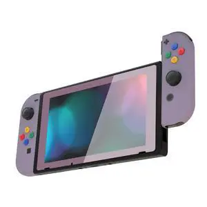 Soft Touch Joycon Handheld Controller Housing with Colorful Button, Custom Replacment Shell Case with Dark Grayish Violet Border Tempered Glass Screen Protector for Nintendo Switch Joy-Con @ Soft Touch Joycon Handheld Controller Housing with Colorful Button, Custom Replacment Shell Case with Dark Grayish Violet Border Tempered Glass Screen Protector for Nintendo Switch Joy-Con @