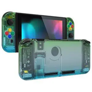 DIY Replacement Shell Buttons for Nintendo Switch, Custom Back Plate for Switch Console, Housing Case with Colorful Buttons for Joycon Handheld Controller - Gradient Translucent Green Blue @ DIY Replacement Shell Buttons for Nintendo Switch, Custom Back Plate for Switch Console, Housing Case with Colorful Buttons for Joycon Handheld Controller - Gradient Translucent Green Blue @