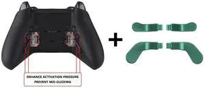 Enhancement Metal Pad Kits + Metallic Aqua Green Stainless Steel Paddles for Xbox Elite Series 2, Elite Series 2 Core Controller (Model 1797) @ Enhancement Metal Pad Kits + Metallic Aqua Green Stainless Steel Paddles for Xbox Elite Series 2, Elite Series 2 Core Controller (Model 1797) @