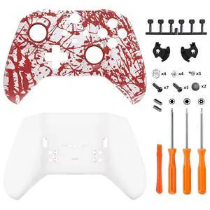 Blood Patterned Faceplate Shell + White Bottom Shell for Xbox Elite Series 2, Elite Series 2 Core Controller - Wood Grain @ Blood Patterned Faceplate Shell + White Bottom Shell for Xbox Elite Series 2, Elite Series 2 Core Controller - Wood Grain @