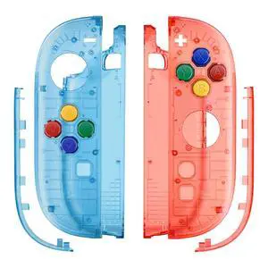 Replacement Shell Buttons for Joycon 2, Clear Blue & Orange Custom Housing Faceplate Case + Decorative Strips + ABXY Direction Keys Tools for Nintendo Switch 2 Controller - Essence Version @ Replacement Shell Buttons for Joycon 2, Clear Blue & Orange Custom Housing Faceplate Case + Decorative Strips + ABXY Direction Keys Tools for Nintendo Switch 2 Controller - Essence Version @