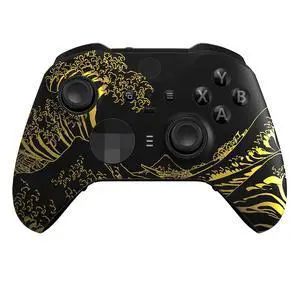 The Great GOLDEN Wave Off Kanagawa - Black Faceplate Cover, Front Housing Shell Replacement Kit for Xbox One Elite Series 2, Xbox Elite 2 Core Controller Model 1797 - Accent Rings Included @ The Great GOLDEN Wave Off Kanagawa - Black Faceplate Cover, Front Housing Shell Replacement Kit for Xbox One Elite Series 2, Xbox Elite 2 Core Controller Model 1797 - Accent Rings Included @