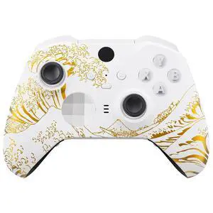 The Great GOLDEN Wave Off Kanagawa - White Faceplate Cover, Front Housing Shell Replacement Kit for Xbox One Elite Series 2, Xbox Elite 2 Core Controller Model 1797 - Accent Rings Included @ The Great GOLDEN Wave Off Kanagawa - White Faceplate Cover, Front Housing Shell Replacement Kit for Xbox One Elite Series 2, Xbox Elite 2 Core Controller Model 1797 - Accent Rings Included @