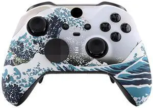 The Great Wave Patterned Faceplate Cover, Soft Touch Front Housing Shell Case Replacement Kit for Xbox One Elite Series 2, Xbox Elite 2 Core Controller Model 1797 - Accent Rings Included @ The Great Wave Patterned Faceplate Cover, Soft Touch Front Housing Shell Case Replacement Kit for Xbox One Elite Series 2, Xbox Elite 2 Core Controller Model 1797 - Accent Rings Included @
