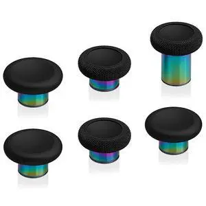 6 in 1 Metal Thumbsticks for Xbox Elite Series 2 Controller, Black & Metallic Rainbow Aura Blue & Purple Swappable Magnetic Analog Stick Joystick Caps for Xbox Elite 2 Core Controller @ 6 in 1 Metal Thumbsticks for Xbox Elite Series 2 Controller, Black & Metallic Rainbow Aura Blue & Purple Swappable Magnetic Analog Stick Joystick Caps for Xbox Elite 2 Core Controller @