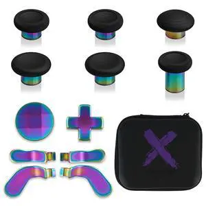 13 in 1 Component Pack Kit for Xbox Elite Series 2 Controller, 6 Metal Thumbsticks & Tool, 2 D-Pads, 4 Paddles for Xbox Elite Series 2 Core Controller - Metallic Rainbow Aura Blue & Purple @ 13 in 1 Component Pack Kit for Xbox Elite Series 2 Controller, 6 Metal Thumbsticks & Tool, 2 D-Pads, 4 Paddles for Xbox Elite Series 2 Core Controller - Metallic Rainbow Aura Blue & Purple @