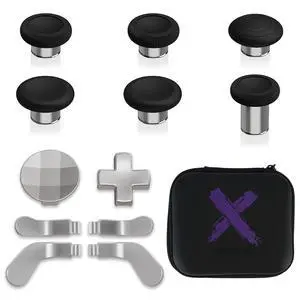 13 in 1 Component Pack Kit for Xbox Elite Series 2 Controller, 6 Metal Thumbsticks & Adjustment Tool, 2 D-Pads, 4 Paddles for Xbox Elite Series 2 Core Controller - Metallic Silver @ 13 in 1 Component Pack Kit for Xbox Elite Series 2 Controller, 6 Metal Thumbsticks & Adjustment Tool, 2 D-Pads, 4 Paddles for Xbox Elite Series 2 Core Controller - Metallic Silver @
