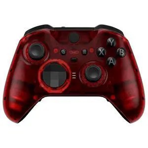 Clear Red Replacement Faceplate Cover for Xbox One Elite Controller Series 2 (Model 1797), Custom DIY Front Housing Shell Case & Accent Rings for Xbox Elite Series 2 Core Controller @ Clear Red Replacement Faceplate Cover for Xbox One Elite Controller Series 2 (Model 1797), Custom DIY Front Housing Shell Case & Accent Rings for Xbox Elite Series 2 Core Controller @