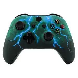 Green Storm Thunder Patterned Front Housing Shell Case for Xbox One S/X Controller, Soft Touch Replacement Faceplate Cover for Wireless Controller (Model 1708) @ Green Storm Thunder Patterned Front Housing Shell Case for Xbox One S/X Controller, Soft Touch Replacement Faceplate Cover for Wireless Controller (Model 1708) @