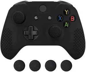 PlayVital Soft Anti-Slip Silicone Controller Cover Skins Thumb Grips Caps Protective Case for Xbox One X/S Controller (Model 1708)- Black @ PlayVital Soft Anti-Slip Silicone Controller Cover Skins Thumb Grips Caps Protective Case for Xbox One X/S Controller (Model 1708)- Black @