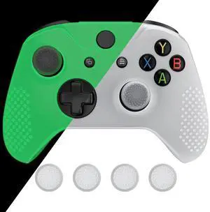 PlayVital Soft Anti-Slip Glow in Dark - Green Silicone Controller Cover Skins and Black Thumb Grips Caps Protective Case for Xbox One X S Controller @ PlayVital Soft Anti-Slip Glow in Dark - Green Silicone Controller Cover Skins and Black Thumb Grips Caps Protective Case for Xbox One X S Controller @