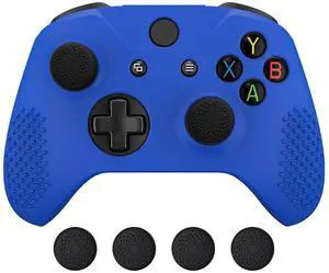 PlayVital Soft Anti-Slip Dark Blue Silicone Controller Cover Skins and Black Thumb Grips Caps Protective Case for Xbox One X S Controller - Controller Without @ PlayVital Soft Anti-Slip Dark Blue Silicone Controller Cover Skins and Black Thumb Grips Caps Protective Case for Xbox One X S Controller - Controller Without @