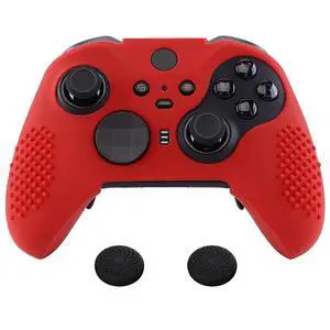 PlayVital Red Soft Anti-Slip Silicone Cover Skins, Controller Protective Case for Xbox One Elite Series 2, Elite 2 Core with Thumb Grips Analog Caps @ PlayVital Red Soft Anti-Slip Silicone Cover Skins, Controller Protective Case for Xbox One Elite Series 2, Elite 2 Core with Thumb Grips Analog Caps @
