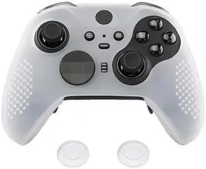 PlayVital Semi-Transparent Clear Soft Anti-Slip Silicone Cover Skins, Controller Protective Case for New Xbox One Elite Series 2, Xbox Elite 2 Core with Thumb Grips Analog Caps @ PlayVital Semi-Transparent Clear Soft Anti-Slip Silicone Cover Skins, Controller Protective Case for New Xbox One Elite Series 2, Xbox Elite 2 Core with Thumb Grips Analog Caps @