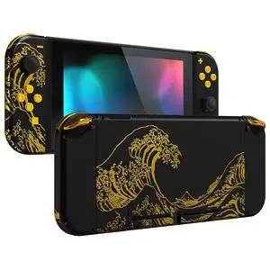 DIY Replacement Shell Buttons for Nintendo Switch, Back Plate for Switch Console, Housing with Full Set Buttons for Joycon Handheld Controller - The Great Golden Wave Off Kanagawa - Black @ DIY Replacement Shell Buttons for Nintendo Switch, Back Plate for Switch Console, Housing with Full Set Buttons for Joycon Handheld Controller - The Great Golden Wave Off Kanagawa - Black @