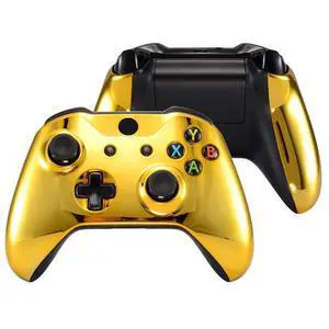 Chrome Gold Top Shell Front Housing Faceplate Replacement Parts with Side Rails Panel for Xbox One X & One S Controller (Model 1708) @ Chrome Gold Top Shell Front Housing Faceplate Replacement Parts with Side Rails Panel for Xbox One X & One S Controller (Model 1708) @