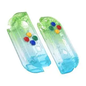 DIY Replacement Shell Buttons for Nintendo Switch & Switch OLED, Gradient Translucent Green Blue Custom Housing Case with Corlorful Button for Joycon - Console Shell NOT Included @ DIY Replacement Shell Buttons for Nintendo Switch & Switch OLED, Gradient Translucent Green Blue Custom Housing Case with Corlorful Button for Joycon - Console Shell NOT Included @