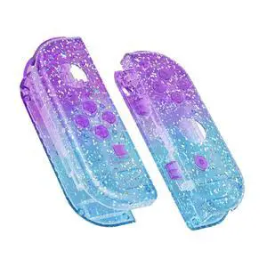 DIY Replacement Shell Buttons for Nintendo Switch & Switch OLED Joycon and Strap, Glitter Gradient Translucent Bluebell & Blue Housing Wrist Strap with Buttons for Switch & Switch OLED @ DIY Replacement Shell Buttons for Nintendo Switch & Switch OLED Joycon and Strap, Glitter Gradient Translucent Bluebell & Blue Housing Wrist Strap with Buttons for Switch & Switch OLED @