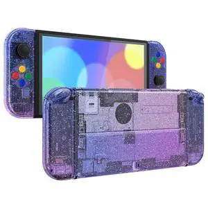 DIY Full Set Shell Buttons for Nintendo Switch OLED, Replacement Console Back Plate & Kickstand Custom Case Housing for Nintendo Switch OLED JoyCon - Glitter Gradient Translucent Bluebell @ DIY Full Set Shell Buttons for Nintendo Switch OLED, Replacement Console Back Plate & Kickstand Custom Case Housing for Nintendo Switch OLED JoyCon - Glitter Gradient Translucent Bluebell @