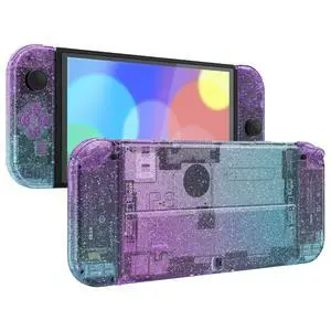 DIY Full Set Shell Buttons for Nintendo Switch OLED, Replacement Console Back Plate & Kickstand Custom Case Housing for Switch OLED JoyCon - Glitter Gradient Translucent Bluebell & Blue @ DIY Full Set Shell Buttons for Nintendo Switch OLED, Replacement Console Back Plate & Kickstand Custom Case Housing for Switch OLED JoyCon - Glitter Gradient Translucent Bluebell & Blue @