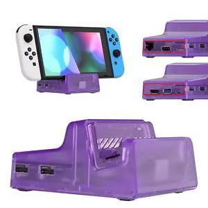 AiryDocky DIY Kit Clear Atomic Purple Replacement Case for Nintendo Switch Dock, Redesigned Portable Mini Dock Shell Cover for Switch OLED - Shells Only, Dock & Circuit Board Chip Without @ AiryDocky DIY Kit Clear Atomic Purple Replacement Case for Nintendo Switch Dock, Redesigned Portable Mini Dock Shell Cover for Switch OLED - Shells Only, Dock & Circuit Board Chip Without @