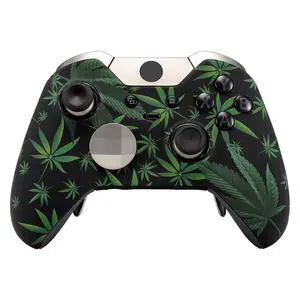 Green Weeds Patterned Front Housing Shell Faceplate for Xbox One Elite Controller Model 1698 with Thumbstick Accent Rings - Controller NOT Included @ Green Weeds Patterned Front Housing Shell Faceplate for Xbox One Elite Controller Model 1698 with Thumbstick Accent Rings - Controller NOT Included @
