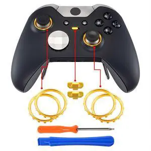 Matte Chrome Gold Accent Rings Accessories for Xbox One Elite Controller, Replacement Parts Profile Switch Buttons for Xbox One Elite Controller (Model 1698) - Pack of 2 @ Matte Chrome Gold Accent Rings Accessories for Xbox One Elite Controller, Replacement Parts Profile Switch Buttons for Xbox One Elite Controller (Model 1698) - Pack of 2 @