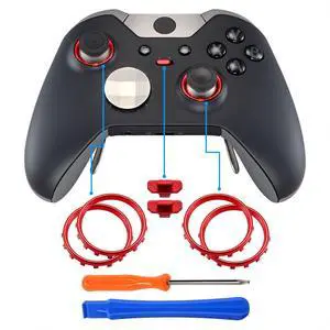 Matte Chrome Red Accent Rings Accessories for Xbox One Elite Controller, Replacement Parts Profile Switch Buttons for Xbox One Elite Controller (Model 1698) - Pack of 2 @ Matte Chrome Red Accent Rings Accessories for Xbox One Elite Controller, Replacement Parts Profile Switch Buttons for Xbox One Elite Controller (Model 1698) - Pack of 2 @