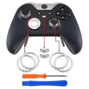 Matte Chrome Silver Accent Rings Accessories for Xbox One Elite Controller, Replacement Parts Profile Switch Buttons for Xbox One Elite Controller (Model 1698) - Pack of 2 @ Matte Chrome Silver Accent Rings Accessories for Xbox One Elite Controller, Replacement Parts Profile Switch Buttons for Xbox One Elite Controller (Model 1698) - Pack of 2 @