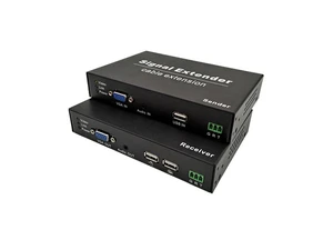 VGA KVM Extender Over Single Cat5e/6/7 with USB2.0 for Keyboard and Mouse, Support All Systems, Audio I/O, RS232 (up to 394FT-2 Port USB-1080p@60hz-RS232-AUDIO) VGA KVM Extender Over Single Cat5e/6/7 with USB2.0 for Keyboard and Mouse, Support All Systems, Audio I/O, RS232 (up to 394FT-2 Port USB-1080p@60hz-RS232-AUDIO)