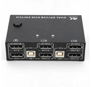 Zunate DisplayPort KVM Switch Dual Monitor, 8K KVM Switch 2 Monitors 2 Computers DisplayPort, USB 2.0 Port 2 in 2 Out DisplayPort,1.4 Dual Monitor KVM Switch