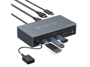 4K@120Hz Kvm Switch 2 Monitors 2 Computers 8K@60Hz DP Displayport Dual Monitor KVM Switches, 4 USB3.0 Ports for 2 PC Share Mouse Keyboard and 2 Screens Support PoC EDID Button Switch Plug and Play 4K@120Hz Kvm Switch 2 Monitors 2 Computers 8K@60Hz DP Displayport Dual Monitor KVM Switches, 4 USB3.0 Ports for 2 PC Share Mouse Keyboard and 2 Screens Support PoC EDID Button Switch Plug and Play