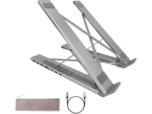 Genérico Laptop Stand with Docking Station | 8 in 1 Hub with Portable Stand | Data Transfer to 5Gbps, Foldable Riser with USB Ports - for Desk, Genérico Laptop Stand with Docking Station | 8 in 1 Hub with Portable Stand | Data Transfer to 5Gbps, Foldable Riser with USB Ports - for Desk,