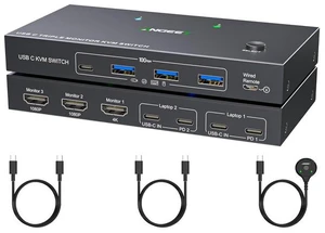 USB C KVM Switch 3 Monitors 2 Computers 4K/1080P@60Hz,USB-C Triple Monitor KVM Switches with 4 USB3.2 Ports Keyboard Mouse,10Gbps,80W PD Charging,For Windows and Mac OS,Driver Installation is Required USB C KVM Switch 3 Monitors 2 Computers 4K/1080P@60Hz,USB-C Triple Monitor KVM Switches with 4 USB3.2 Ports Keyboard Mouse,10Gbps,80W PD Charging,For Windows and Mac OS,Driver Installation is Required