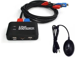 4K@60Hz 2 Port KVM Switch Support Keyboard and Mouse Control KVM Switch 2 Input 1 Output for Computer Laptop DVD PS*5 HDTV 4K@60Hz 2 Port KVM Switch Support Keyboard and Mouse Control KVM Switch 2 Input 1 Output for Computer Laptop DVD PS*5 HDTV