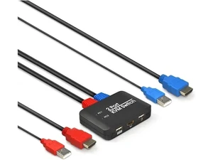 4K@60Hz 2 Port KVM Switch Support Keyboard and Mouse Control KVM Switch 2 Input 1 Output for Computer Laptop DVD PS*5 HDTV 4K@60Hz 2 Port KVM Switch Support Keyboard and Mouse Control KVM Switch 2 Input 1 Output for Computer Laptop DVD PS*5 HDTV